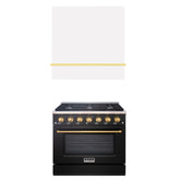 Akicon 36" Stainless Steel Range Hood with 600 CFM Insert & 6-Burner Gas Range Combo – Powerful Ventilation, Convection Oven, Multiple Finishes