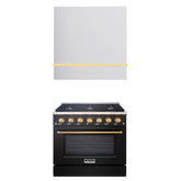 Akicon 36" Stainless Steel Range Hood with 600 CFM Insert & 6-Burner Gas Range Combo – Powerful Ventilation, Convection Oven, Multiple Finishes