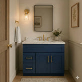 36 Inch Navy Blue Shaker Single Sink Bathroom Vanity with Drawers on the Left