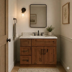 36 Inch Rustic Shaker Single Sink Bathroom Vanity with Drawers on the Left