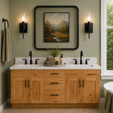 54 Inch Hickory Shaker Double Sink Bathroom Vanity with Drawers