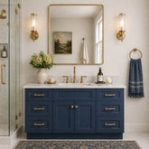 60 Inch Navy Blue Shaker Single Sink Bathroom Vanity with Drawers