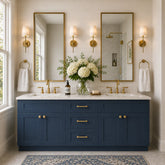 72 Inch Navy Blue Shaker Double Sink Bathroom Vanity with Drawers
