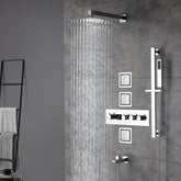 12inch Wall mount 3 way digital thermostatic shower faucet with sliding bar and 4inch body jets