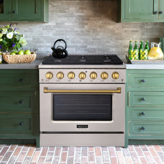 36" Slide-in Freestanding Professional Style Gas Range with 5.2 Cu. Ft. Oven, 6 Burners