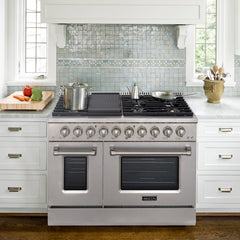 48" Slide-in Freestanding Professional Style Gas Range with 6.7 Cu. Ft. Oven, 8 Burners