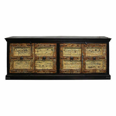 1900s Antique Door Upcycled Colored Patina Rustic 88 in. Long Credenza
