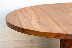 60" DM Round Burma Teak Carved Pedestal Table