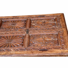1900s Hand Carved Door Repurposed Solid Wood 52" x 30" Unique Coffee Table