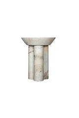 Afyon Sugar Marble Round Legs End/Side Table,Honed (D)18" (H)22"