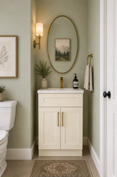 24 Inch Antique White Shaker Single Sink Bathroom Vanity