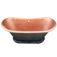 Akicon Handmade Copper Ceramic Bathtub Freestanding Artisan Tub