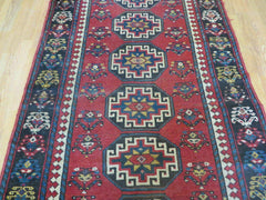 3' 3" X 10' Hand-Knotted Antique Handmade Caucasian Kazak Wool Runner Rug