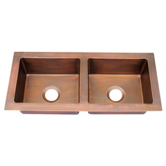 Akicon Custom Handmade Copper Double Bowl Undermount Kitchen Sink