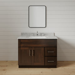36" Espresso Shaker Single Sink Bathroom Vanity with Drawers on the Right