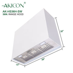 Akicon 36" Stainless Steel Wall Mount Range Hood Modern Box with 600 CFM Vent Hood