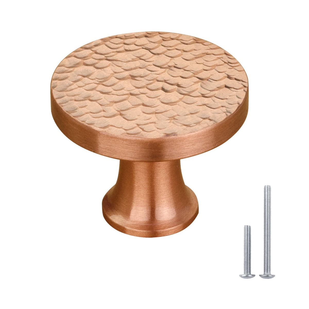 Akicon Hammered Copper Kitchen Cabinet Knobs 1-1/4 inch (32 mm) Diameter 100% Solid Brass Drawer Knob