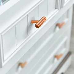 Akicon Hammered Copper Kitchen T Bar Cabinet Pulls 100% Solid Brass Drawer Knob