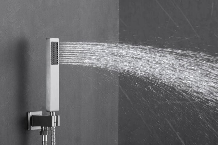 12" Brushed Nickel Thermostatic Shower Faucet: 3-Way Control, LED, Bluetooth Music, Regular Head