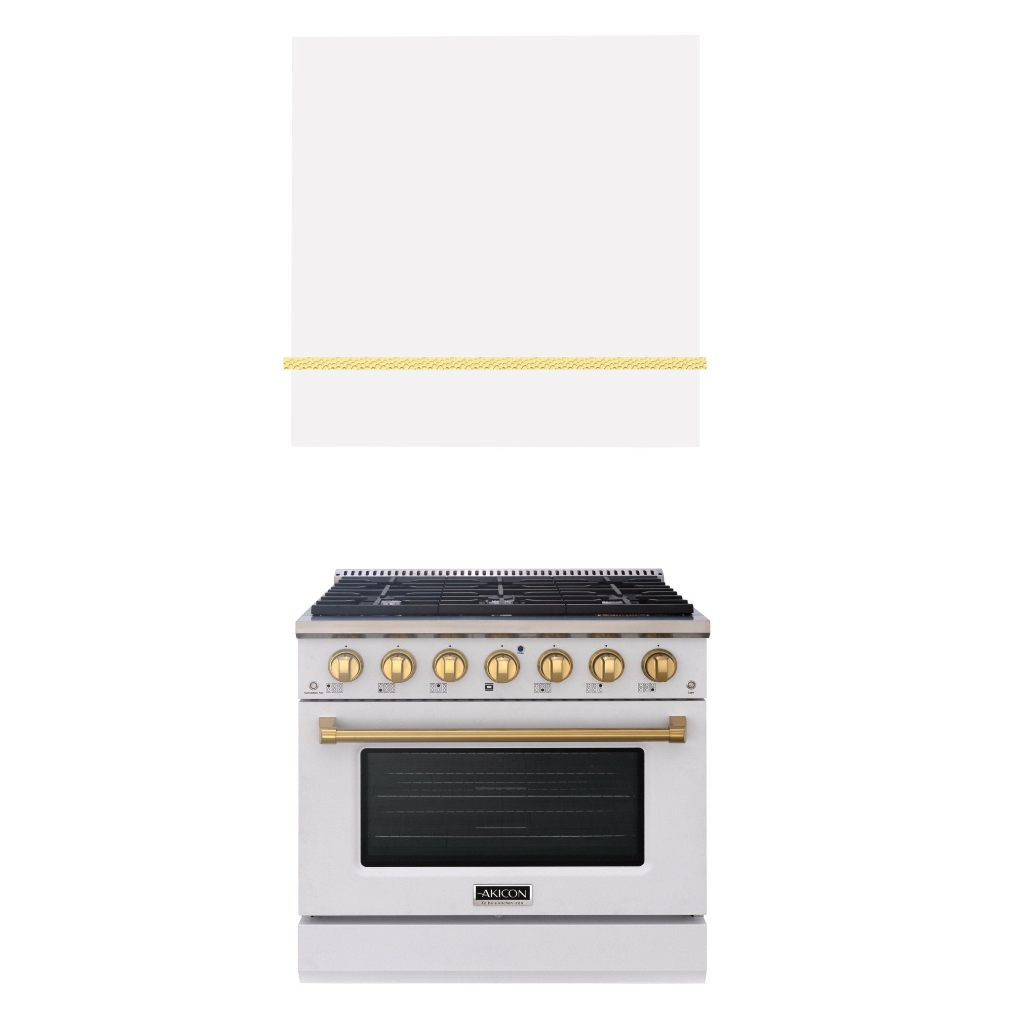 Akicon 36" Stainless Steel Range Hood with 600 CFM Insert & 6-Burner Gas Range Combo – Powerful Ventilation, Convection Oven, Multiple Finishes