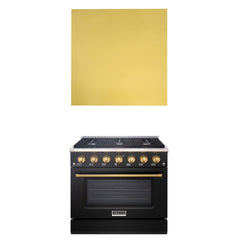 Akicon 36" Stainless Steel Range Hood with 600 CFM Insert & 6-Burner Gas Range Combo – Powerful Ventilation, Convection Oven, Multiple Finishes