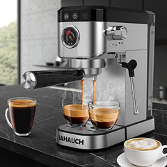 20 Bar Espresso Machine, 1350W Compact Espresso Cofee Machine for Home Office, Stainless Steel Espresso Maker with Milk Frother for Espresso/Macchiato/Latte/Cappuccino, 37oz Water Tank