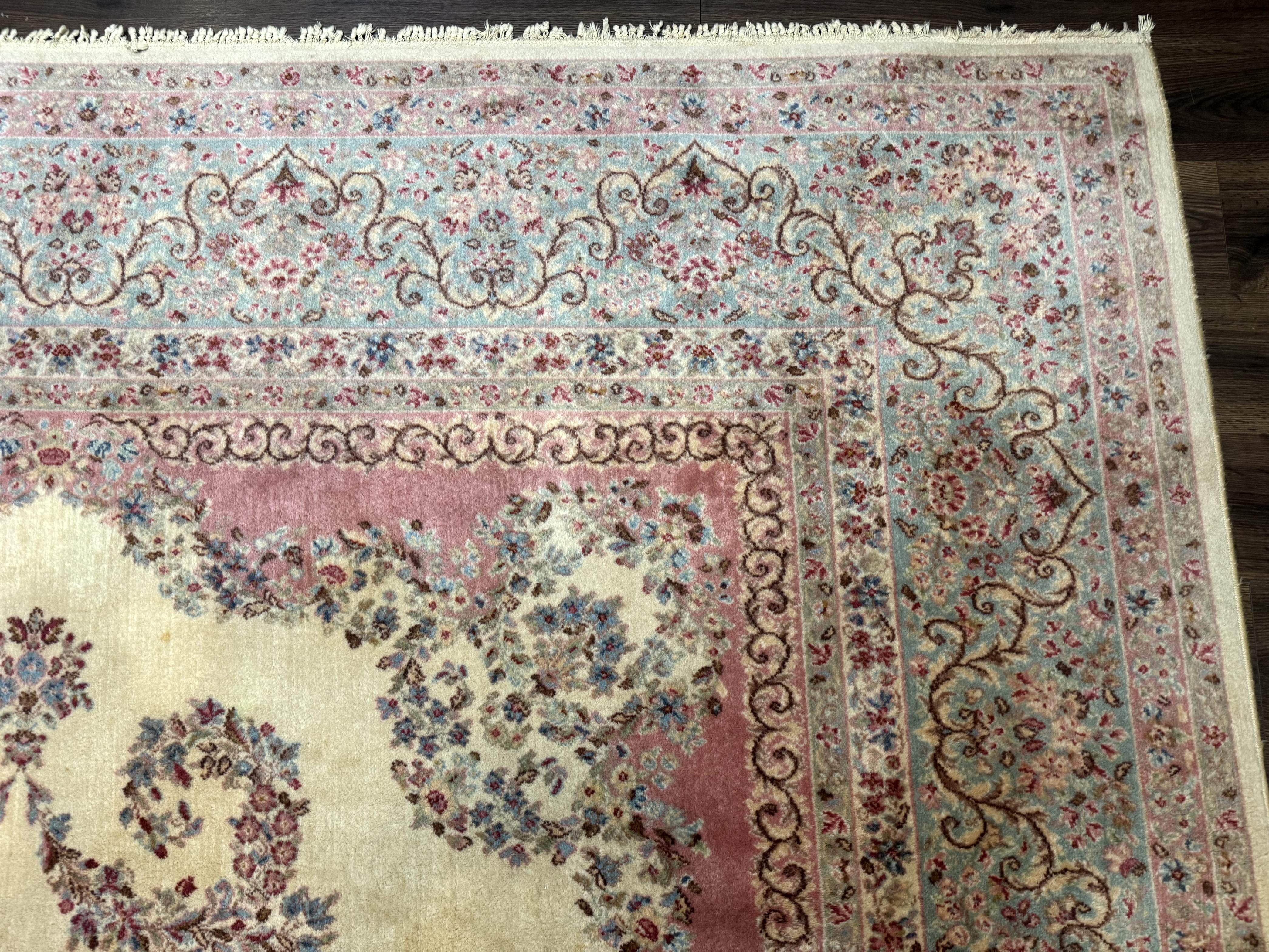 10x14 Karastan Kirman Rug #784 Pastel Ivory Kirman Medallion, Wool Antique Original 700 Series