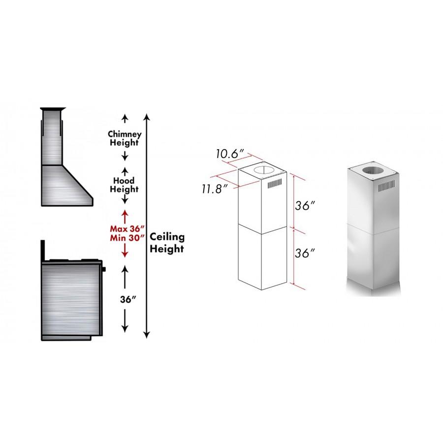 2 Piece Chimney Extension for 12' Ceiling, 2PCEXT-KZ