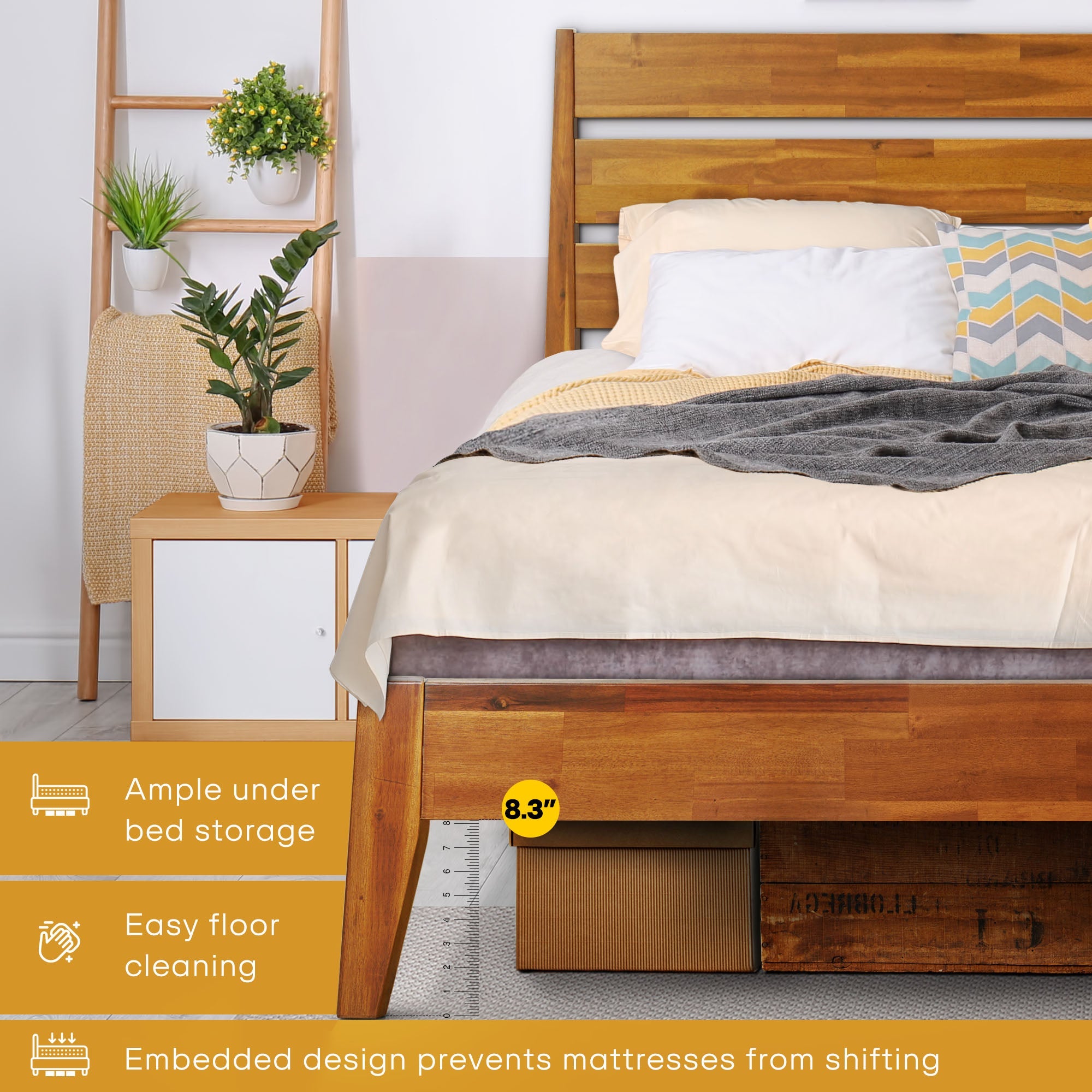 Acacia Emery Deluxe Wood Platform Bed Frame