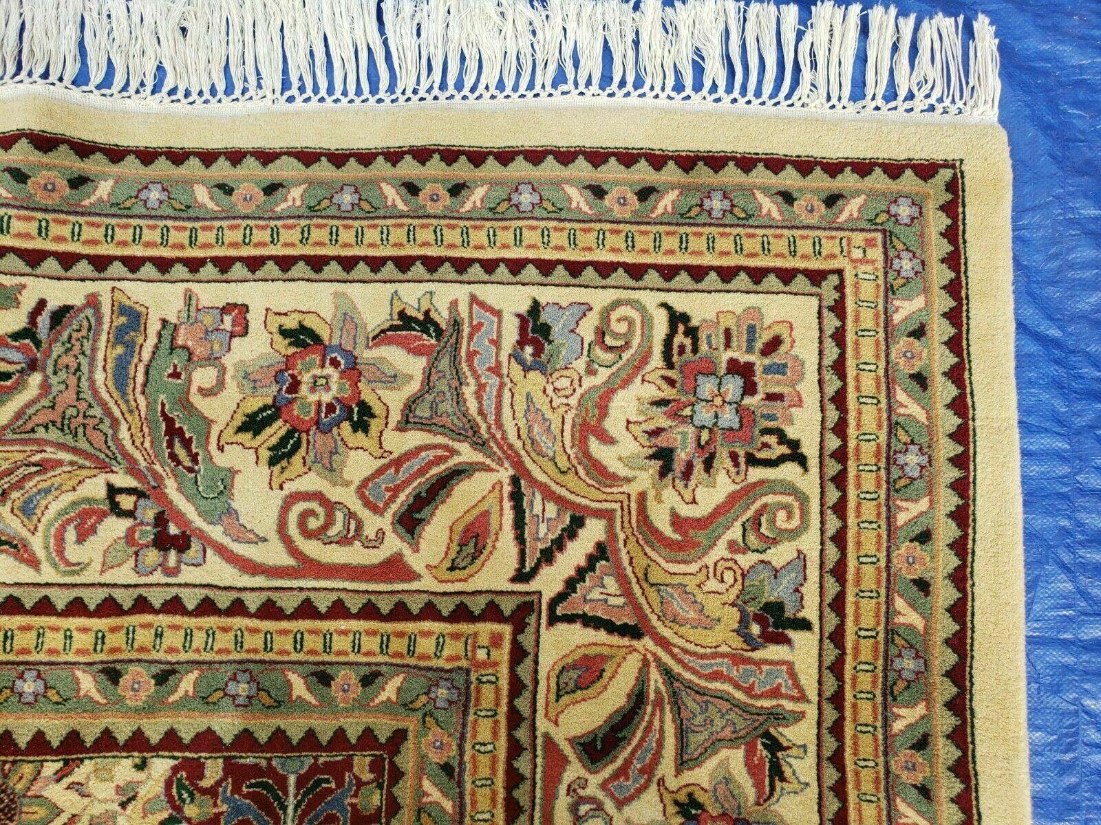 12' X 18' One-of-a-Kind Indian Agra Hand-Knotted Wool Rug Handmade Organic Dyes