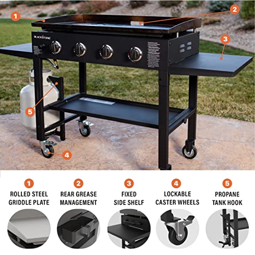 36 Inch Gas Griddle Cooking Station Outdoor Griddle Station with Side Shelf