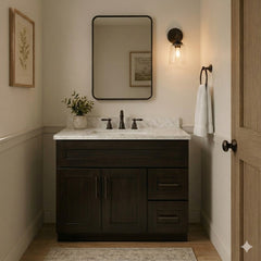 36" Espresso Shaker Single Sink Bathroom Vanity with Drawers on the Right