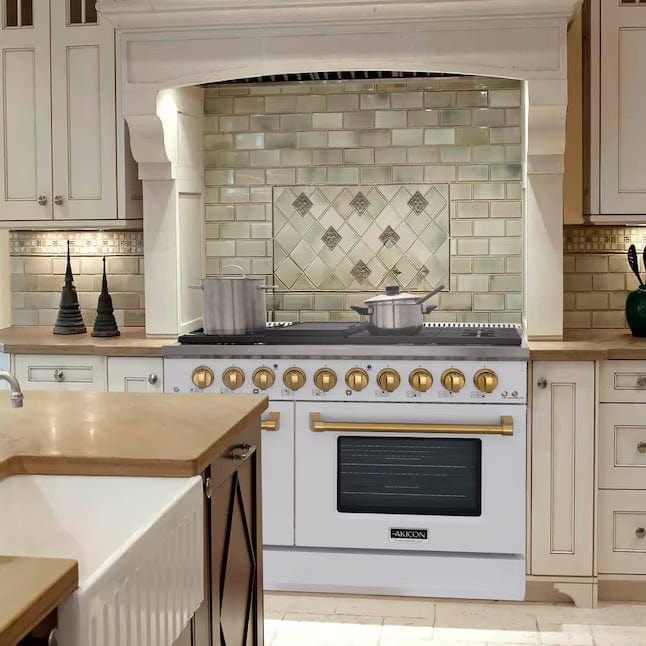 Akicon 48" Convection Oven Freestanding Natural Gas Range - AK-JK48A1-WG