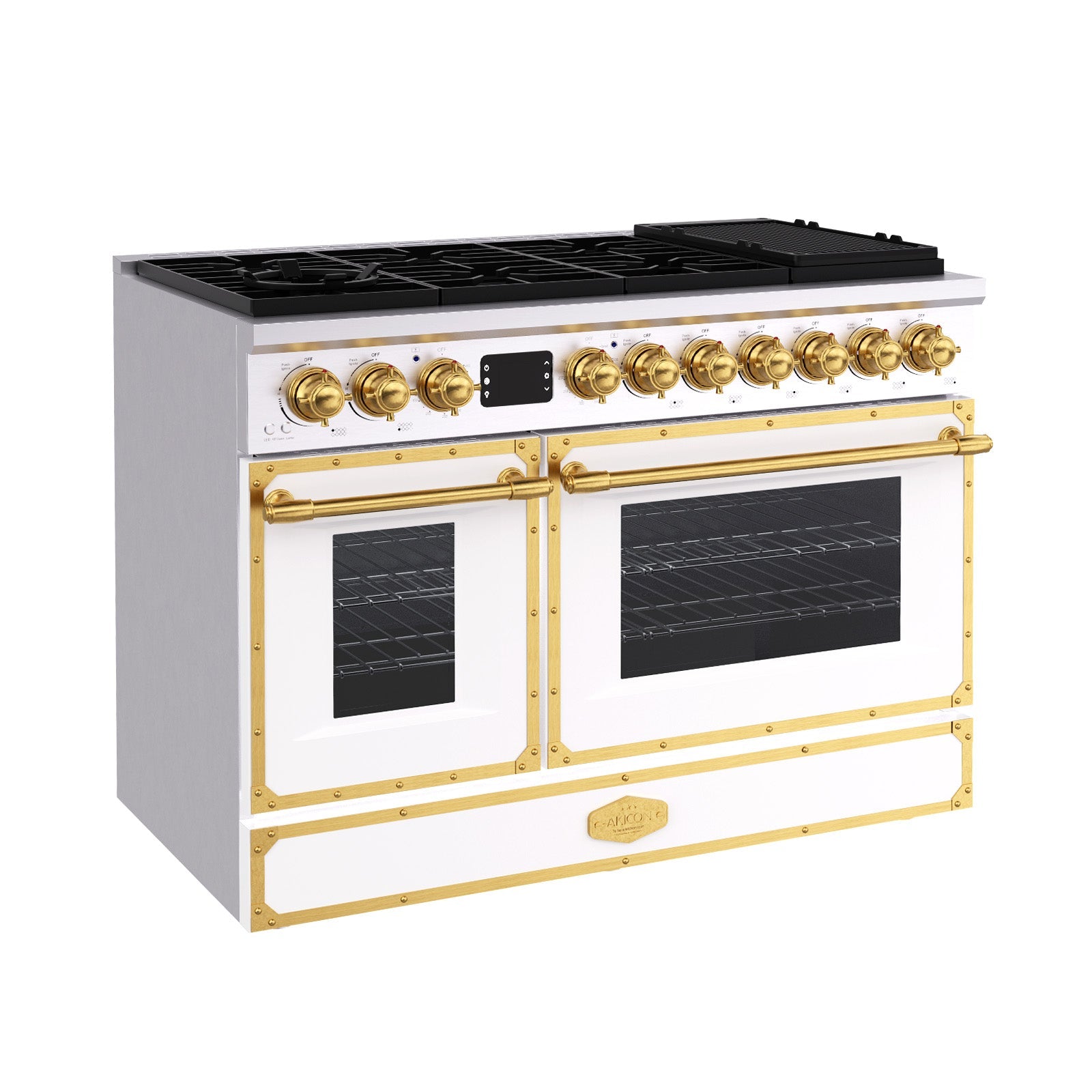 48" Freestanding Custom Gas Range with 8 Sealed Burners Cooktop, Rapid Convection Oven, Natural Gas/LP Convertible