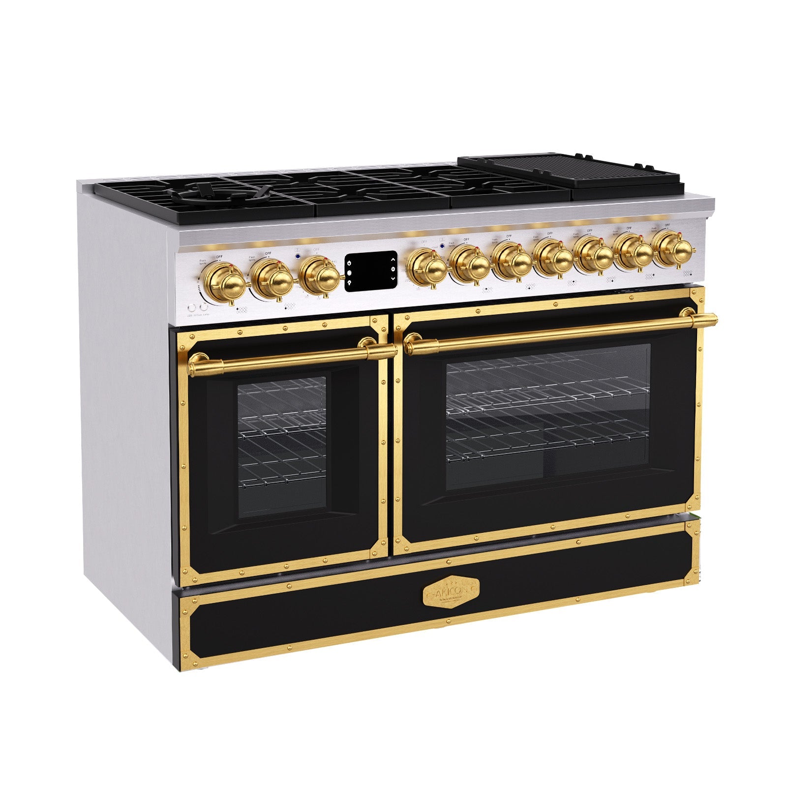 48" Freestanding Custom Gas Range with 8 Sealed Burners Cooktop, Rapid Convection Oven, Natural Gas/LP Convertible