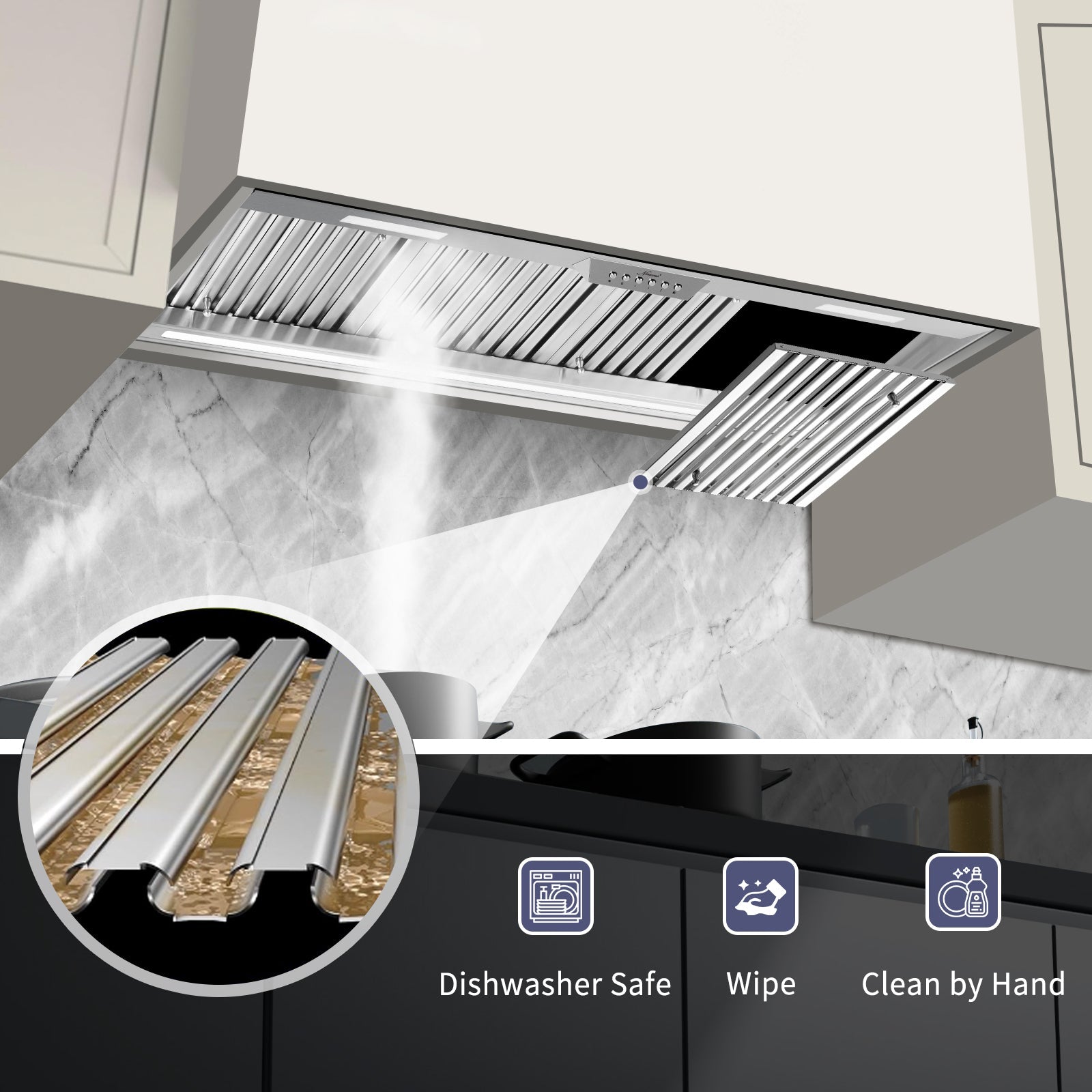 48" Range Hood Insert, 1200 CFM Stainless Steel Ducted Vent Hood Insert with Dimmable LED Lights