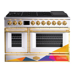 48" Freestanding Custom Gas Range with 8 Sealed Burners Cooktop, Rapid Convection Oven, Natural Gas/LP Convertible