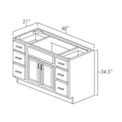 48 Inch White Shaker Single Sink Bathroom Vanity with Drawers