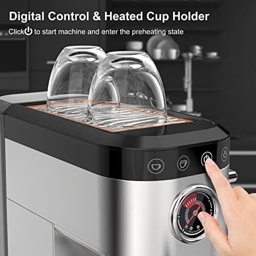 20 Bar Espresso Machine, 1350W Compact Espresso Cofee Machine for Home Office, Stainless Steel Espresso Maker with Milk Frother for Espresso/Macchiato/Latte/Cappuccino, 37oz Water Tank