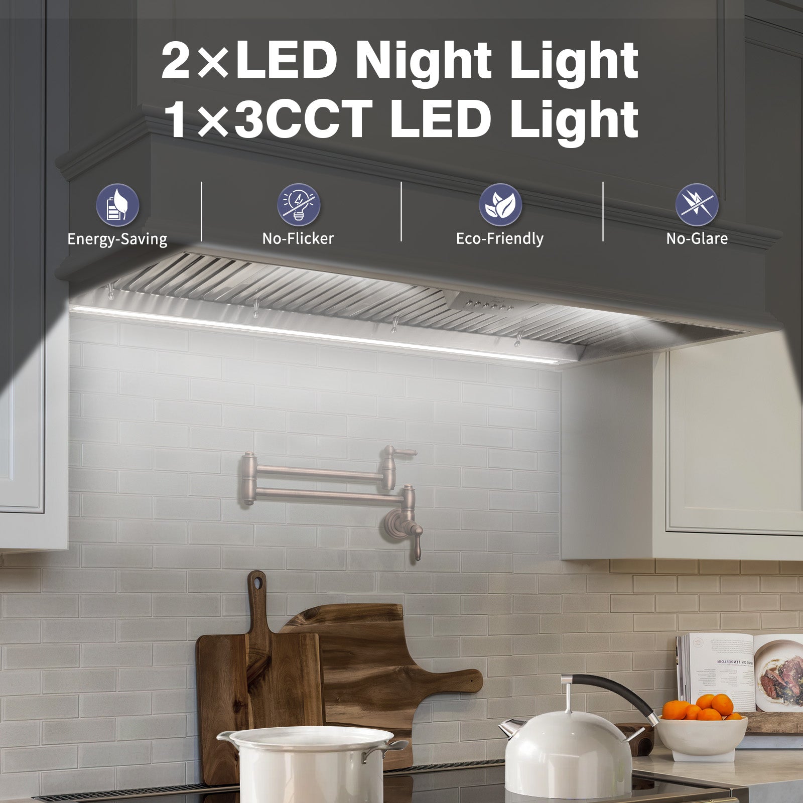 54" Range Hood Insert, 1200 CFM Stainless Steel Ducted Vent Hood Insert with Dimmable LED Lights