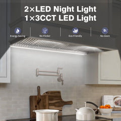 54" Range Hood Insert, 1200 CFM Stainless Steel Ducted Vent Hood Insert with Dimmable LED Lights