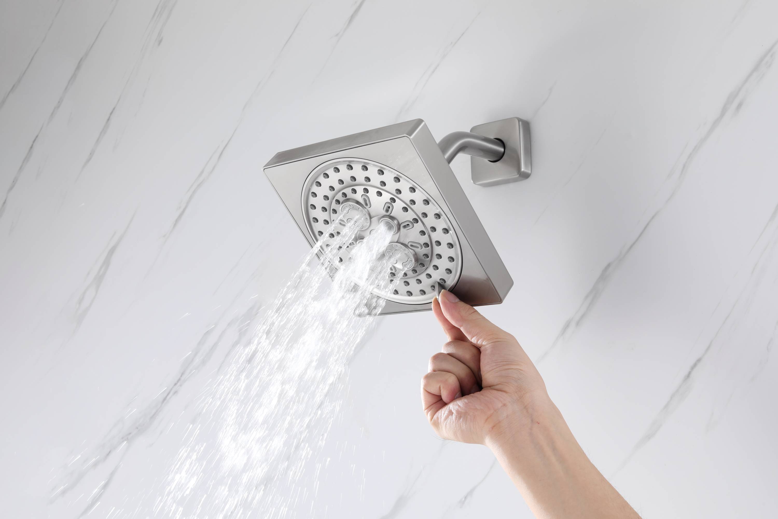 12" Brushed Nickel Thermostatic Shower Faucet: 3-Way Control, LED, Bluetooth Music, Regular Head