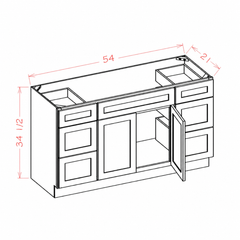 54 Inch Antique White Shaker Single Sink Bathroom Vanity with Drawers