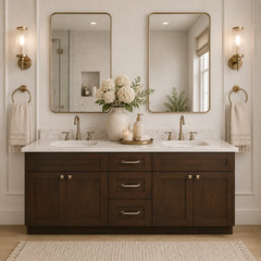 60 Inch Espresso Shaker Double Sink Bathroom Vanity with Drawers