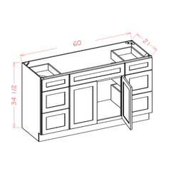 60 Inch Rustic Shaker Single Sink Bathroom Vanity with Drawers