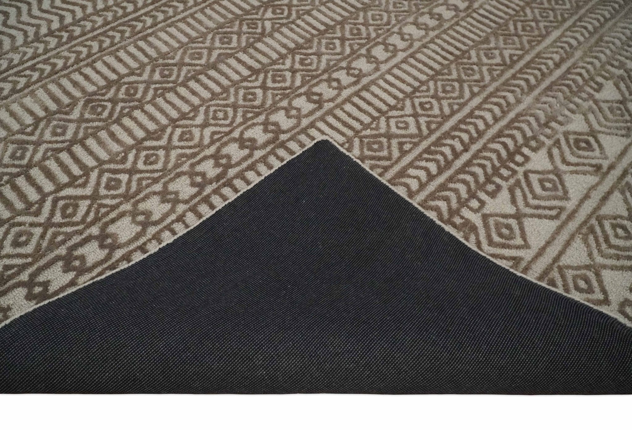 8x10 Hand Tufted Ivory and Bronze Stripes Pattern Rug Multi Size Living Room and Bedroom Rug | TRD6530810S