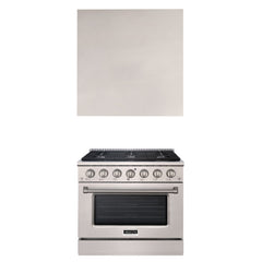 Akicon 36" Stainless Steel Range Hood with 600 CFM Insert & 6-Burner Gas Range Combo – Powerful Ventilation, Convection Oven, Multiple Finishes