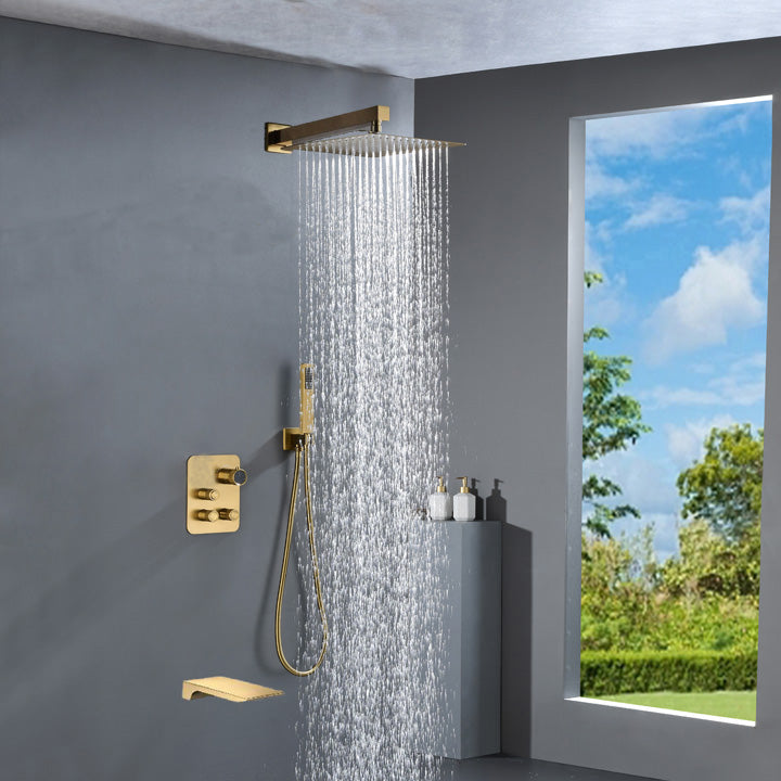 12-inch Or 16-inch Or 6'' Wall-Mount Brushed Gold 3-Way Thermostatic Shower Valve System: Versatile Functionality and Stunning Design