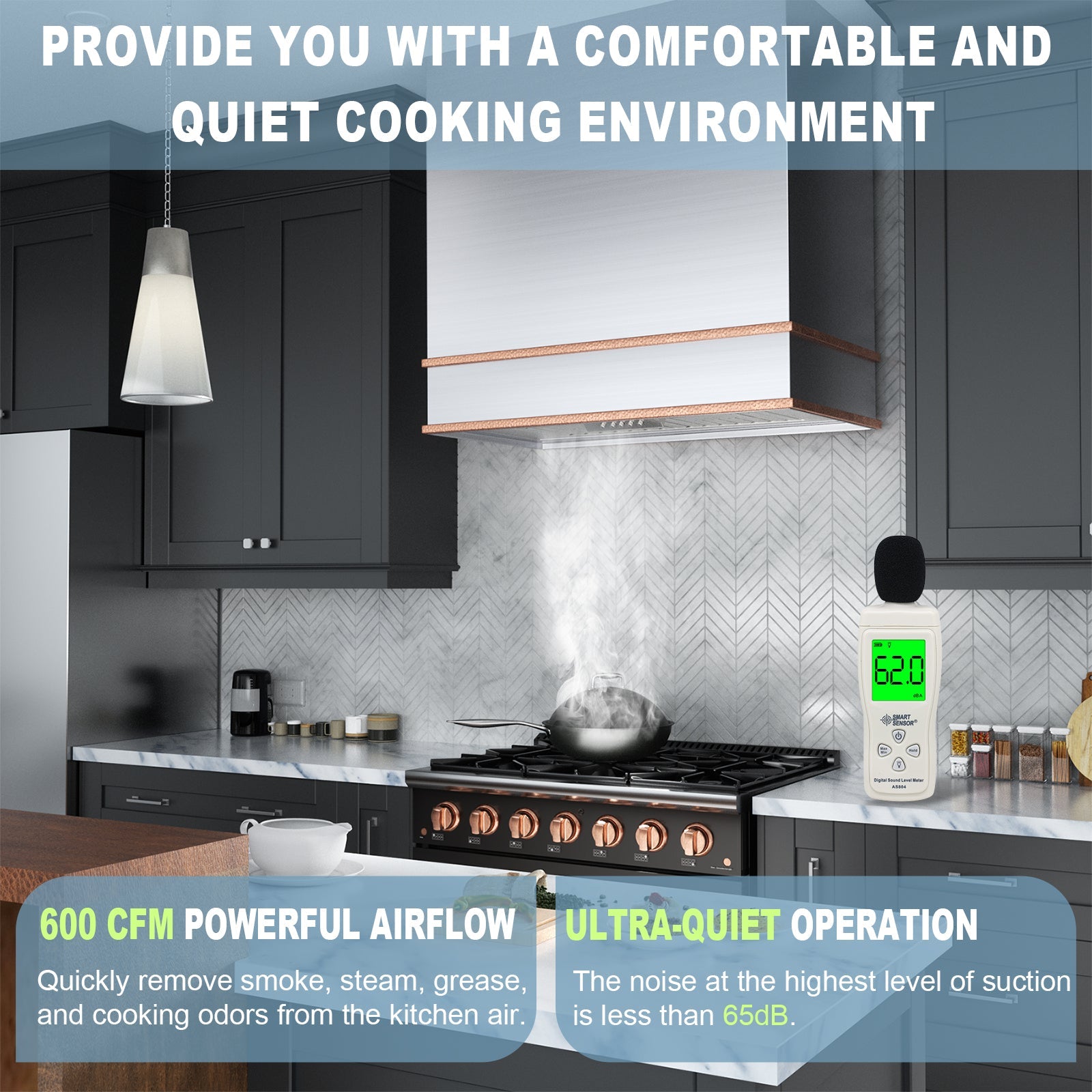 Akicon 30" Stainless Steel Wall Mount Range Hood with 600 CFM Vent Hood
