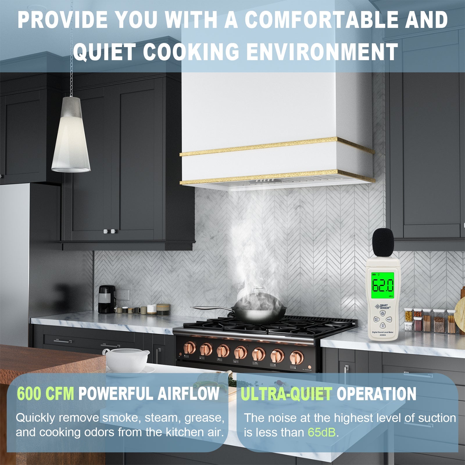 Akicon 30" Stainless Steel Wall Mount Range Hood with 600 CFM Vent Hood
